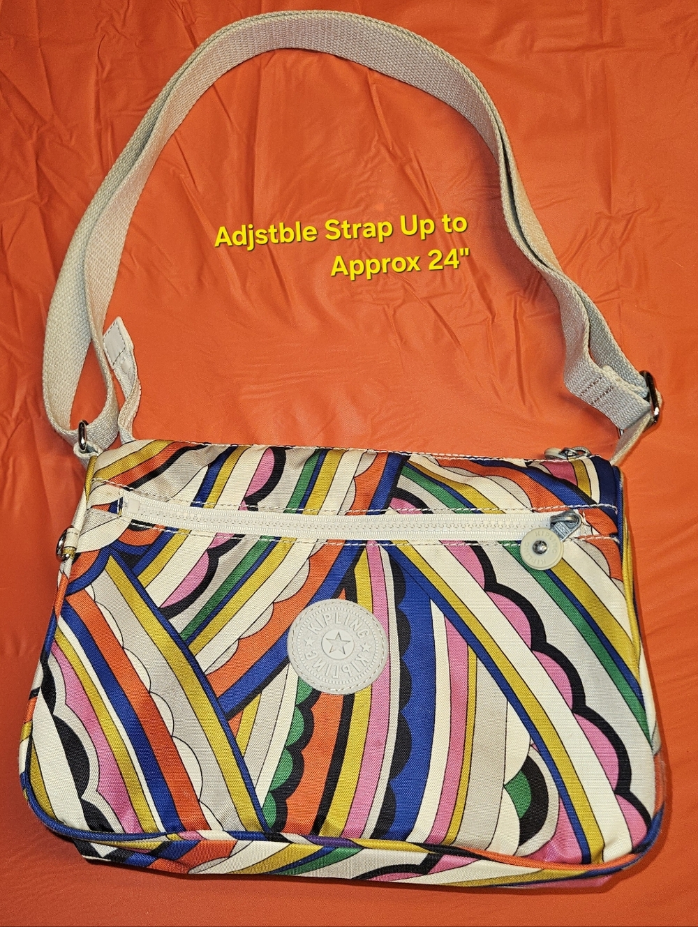 Kipling Attyson Make Happy Crossbody Water Resitant Crinkled Nylon Bag EUC
